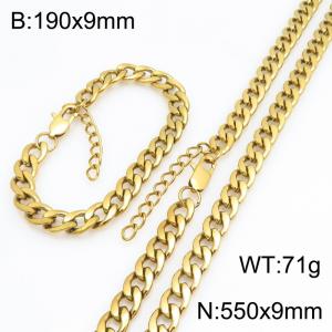 Stainless steel NK chain bracelet necklace set suitable for daily jewelry wear - KS232051-ZJZL