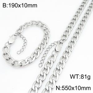 Stainless steel NK chain bracelet necklace set suitable for daily jewelry wear - KS232054-ZJZL