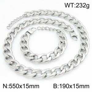 Stainless steel NK chain bracelet necklace set suitable for daily jewelry wear - KS232060-ZJZL