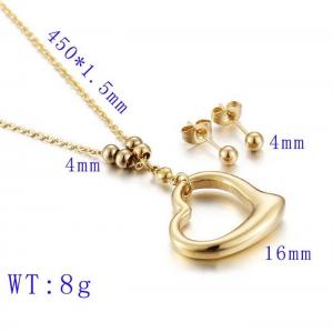 Fashion simple heart-shaped necklace earrings ladies set - KS72334-Z