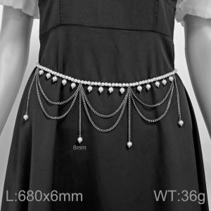 Stainless steel imitation pearl waist chain - KWC64-Z