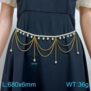 Stainless steel imitation pearl waist chain - KWC65-Z