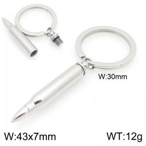 Stainless Steel Bullet Charm Key Ring - KY1473-Z
