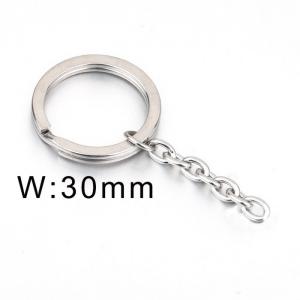 Stainless steel key ring with chain key ring DIY mirror polished flat ring and extension chain - KY327-Z