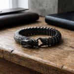 Dragon scale pattern domineering men's bracelet vintage stainless steel keel bracelet - KB99430-BD