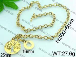  SS Gold-Plating Necklace  - KN13975-Z
