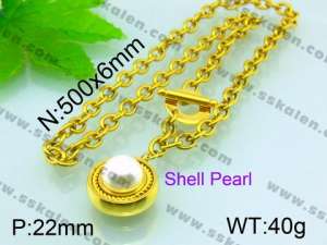 SS Gold-Plating Necklace  - KN16647-Z