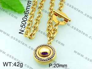 SS Gold-Plating Necklace  - KN17834-Z