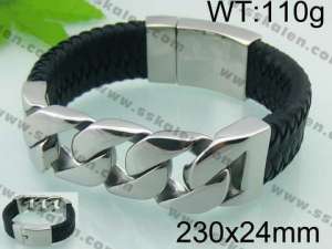 Stainless Steel Leather Bangle - KB43029-D