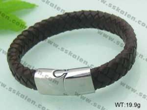 Stainless Steel Leather Bracelet - KB35288-T