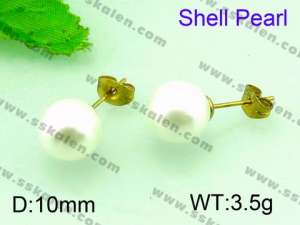 SS Shell Pearl Earrings - KE52453-Z
