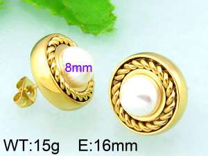 SS Shell Pearl Earrings - KE56234-Z