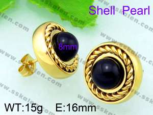 SS Shell Pearl Earrings - KE56235-Z