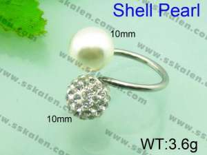  SS Shell Pearl Rings - KR30909-Z