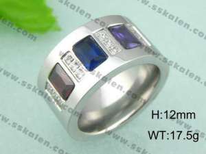 Stainless Steel Stone&Crystal Ring - KR18341-D