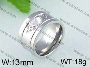 Stainless Steel Stone&Crystal Ring   - KR24396-K