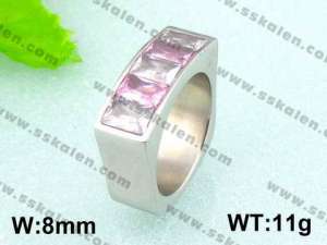 Stainless Steel Stone&Crystal Ring - KR18127-D