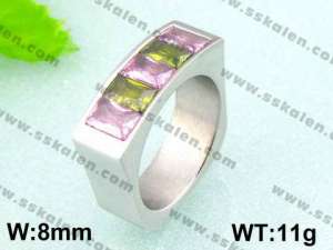 Stainless Steel Stone&Crystal Ring - KR18129-D