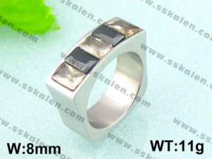 Stainless Steel Stone&Crystal Ring - KR18139-D
