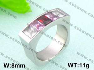 Stainless Steel Stone&Crystal Ring - KR18149-D