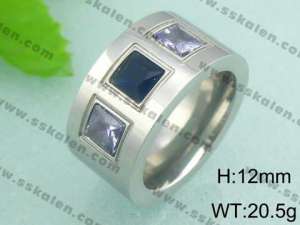 Stainless Steel Stone&Crystal Ring - KR18496-D