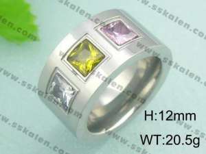 Stainless Steel Stone&Crystal Ring - KR18504-D