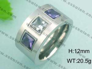 Stainless Steel Stone&Crystal Ring - KR18512-D