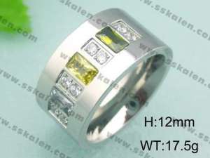 Stainless Steel Stone&Crystal Ring - KR18554-D