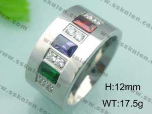 Stainless Steel Stone&Crystal Ring - KR18569-D