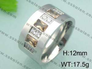 Stainless Steel Stone&Crystal Ring - KR18572-D