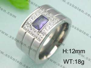 Stainless Steel Stone&Crystal Ring - KR18574-D