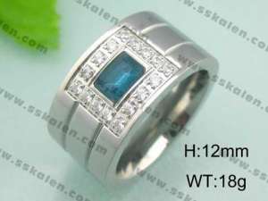 Stainless Steel Stone&Crystal Ring - KR18575-D