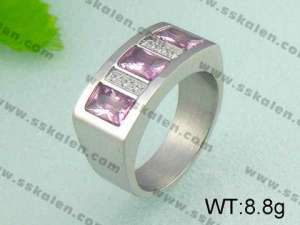 Stainless Steel Stone&Crystal Ring  - KR19523-D