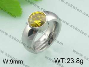 Stainless Steel Stone&Crystal Ring - KR20067-D