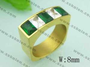 Stainless Steel Stone&Crystal Ring - KR20151-D