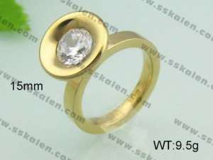 Stainless Steel Stone&Crystal Ring - KR20597-D