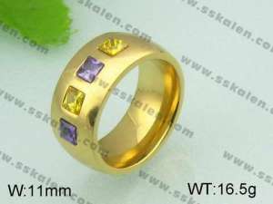 Stainless Steel Stone&Crystal Ring - KR20694-D