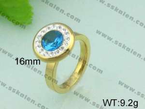 Stainless Steel Stone&Crystal Ring - KR20743-D