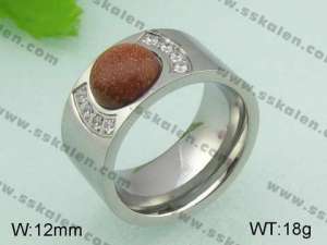 Stainless Steel Stone&Crystal Ring - KR20833-D