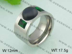 Stainless Steel Stone&Crystal Ring - KR20881-D