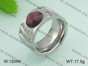 Stainless Steel Stone&Crystal Ring - KR20985-D