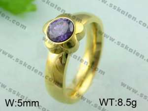 Stainless Steel Stone&Crystal Ring  - KR23968-K