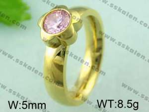 Stainless Steel Stone&Crystal Ring  - KR23969-K