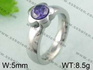 Stainless Steel Stone&Crystal Ring  - KR23974-K