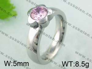 Stainless Steel Stone&Crystal Ring  - KR23975-K