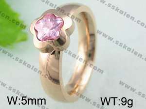 Stainless Steel Stone&Crystal Ring  - KR23981-K