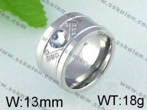 Stainless Steel Stone&Crystal Ring   - KR24398-K