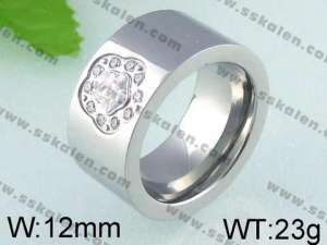 Stainless Steel Stone&Crystal Ring - KR24406-K