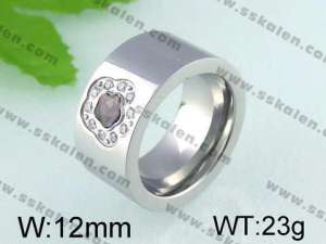 Stainless Steel Stone&Crystal Ring   - KR24407-K