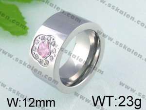 Stainless Steel Stone&Crystal Ring   - KR24408-K